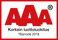 Rakennusteinille on annettu Bisnode Finland Oy:n luottokelpoisuusluokka AAA vuodeksi 2020.